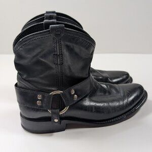 Great condition Frye Black Wyatt Harness Short Western Boots Size 6